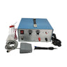 80A sparkle welder HJ10-A full kit shown with foot pedal, welding tweezers, tungsten stand, and power cord.