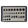 Alfa Mirage AMC diamond gauge card with millimeter and carat scales on a black background.