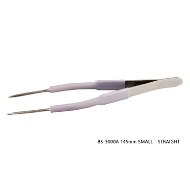 Alfa Mirage BISO BS-3000A 145mm small straight tip soldering tweezers with insulated grips.