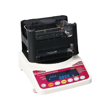 Top view of Alfa Mirage GKS-300 density scale with water tank and weighing tray.
