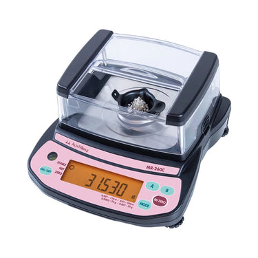 Product view of Alfa Mirage MR-260C compact carat balance with 31.530ct reading on display.