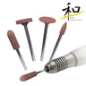 Assorted shapes of Alfa Mirage Silicone WA-Points shown with a rotary tool handpiece for jewelry polishing.