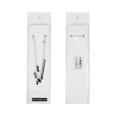 Retail packaging of Alfa Mirage AMC necklace and bracelet gauge chain with product labels.