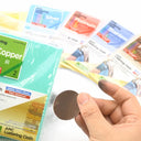 Hands holding AMC Copper Lustering Cloth and a polished metal piece showing cleaning results.