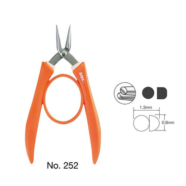 ANEX 252 orange half-round pliers with 1.3mm x 0.8mm tip profile for shaping.