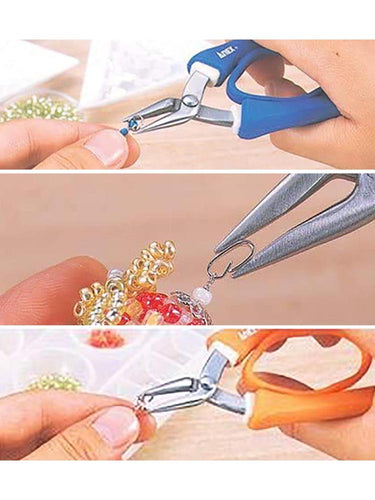 Professional use of ANEX pliers for delicate beading and jewelry component shaping.