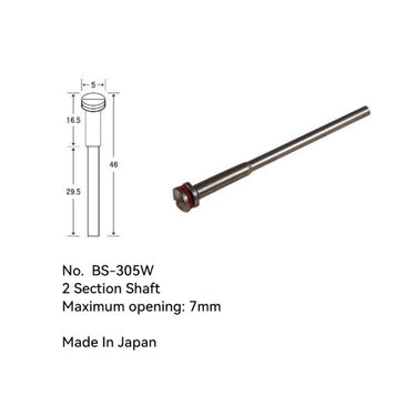 Biso rotary mandrel with a large reinforced 5mm flat head and 2.35mm shank for secure abrasive attachment.