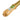 Reverse side view of the brass ring measuring stick with an ergonomic wooden handle.