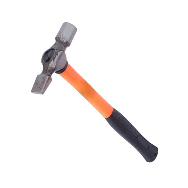 Angled studio view of jewelry cross-peen hammer showing polished round striking face and.