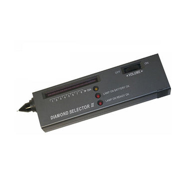 Angled overhead view of the grey Diamond Selector II handheld testing device.
