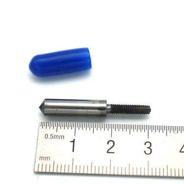GH697 diamond tip measured next to a millimeter scale ruler showing total length.