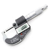 Front view of an electronic digital micrometer measuring 0-25mm with a clear LCD display.