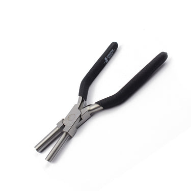 Full view of Durston 170mm round mandrel forming pliers with black soft grips.
