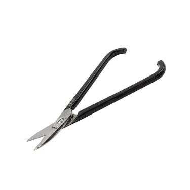 Close-up of Durston curved shears showing the specialized blade curvature for shaping.