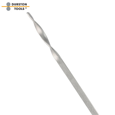 Detailed close-up of the twisted ergonomic handle section on a titanium non-stick jewelry soldering pick.
