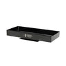 Isometric view of the empty black steel Durston fire brick rotary stand base on a white background.