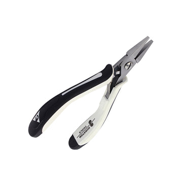 Standing view of Durston flat nose pliers highlighting the precision lap joint.
