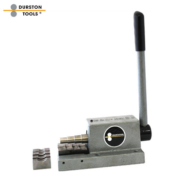 Side angle view of Durston heavy-duty ring bender tool with installed die block.