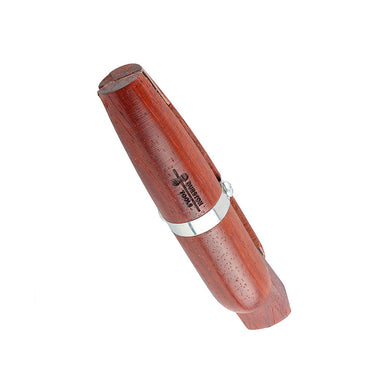 Top-down view of the Durston wooden ring clamp showing the jaw texture and metal hardware.