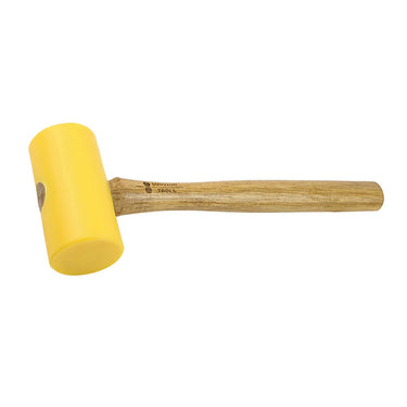 Side view of a Durston yellow polyurethane mallet resting horizontally against a plain white background.