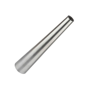 A single tapered metal round bracelet mandrel angled diagonally with the narrow tip pointing up and right.