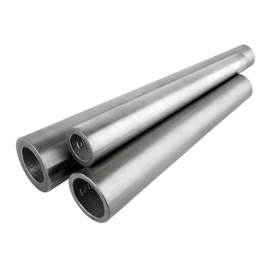 Perspective view of three stacked steel round bracelet mandrels showing their hollow base design and brand engraving.