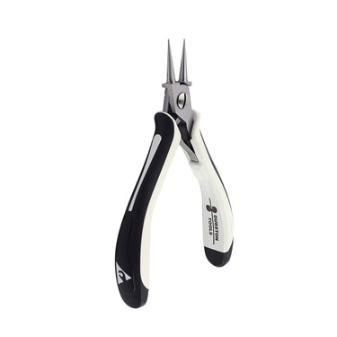 Standing view of Durston round nose pliers highlighting the tapered conical jaws.