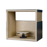 Durston protective soldering station booth with a ceramic-topped turntable inside, viewed from a left angle.