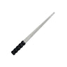 Diagonal view of Durston square chamfered ring mandrel 6.5-18mm with black ribbed rubber handle.