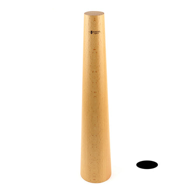 A single oval-shaped tapered Durston wooden bracelet mandrel standing upright on a seamless background.