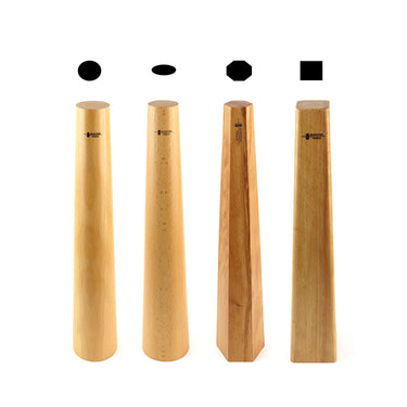 Four Durston wooden forming mandrels displayed with black geometric cross-section icons above each tool.