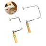 Pair of economical jeweler saw frames in two throat depths shown with a bench pin sawing inset.