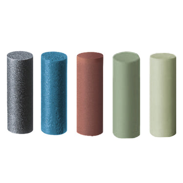 Comparison of five different grit levels for EVE Eveflex Technik 7x20mm silicone polishing pins.