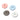 Four unmounted EVE lens-shaped silicone polishing wheels in pink, blue, grey, and white on a clean background.