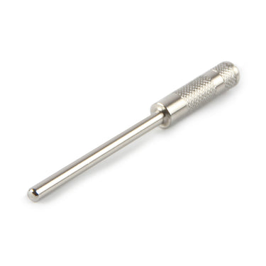 Full length view of a single EVE special mandrel featuring a long shank and knurled pin-holding head.