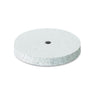 A single white coarse silicone polishing wheel for the initial smoothing stage.