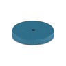 A blue 22✖3mm flat-edge EVEFLEX silicone polishing wheel used for coarse material shaping.