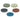 A five-piece assortment of thick flat-edge EVEFLEX silicone polishing wheels showing all grit steps.