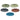 A five-piece set of lens-shaped EVEFLEX silicone polishing wheels showing the different grit variations.
