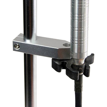 Close-up of Foredom dual handpiece rest securing a flex shaft handpiece on support stand.