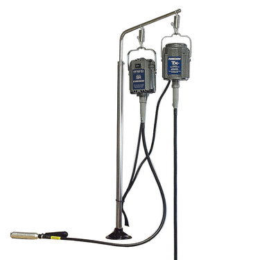 Foredom dual motor hanger holding two flex shaft motors connected to a precision handpiece.