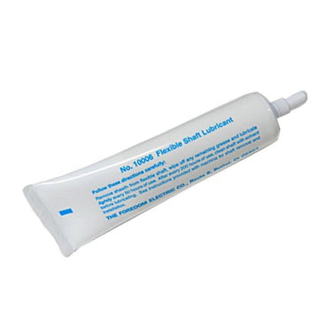 Back view of Foredom flexible shaft lubricant tube showing application instructions.