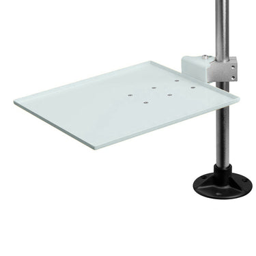 Side angle view of Foredom medium shelf mounted on vertical support rod.