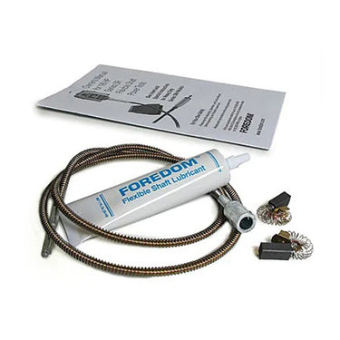 Component shot of the Foredom MSMK-10 maintenance kit highlighting the flexible shaft lubricant tube and inner core wire.