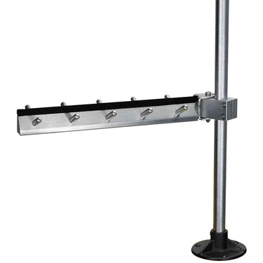 Empty Foredom peg arm organizer mounted on a vertical motor hanger support pole.