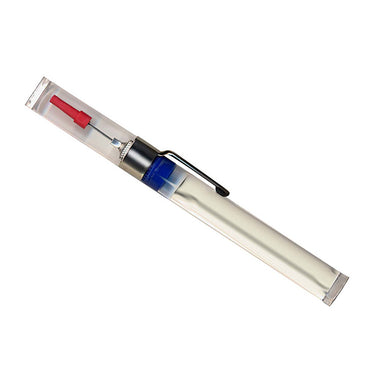 Angled view of Foredom pocket oiler handpiece lubricant dispenser with fine applicator tip.