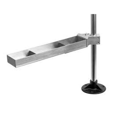 Perspective view of Foredom aluminum tray arm with compartments attached to stand pole.