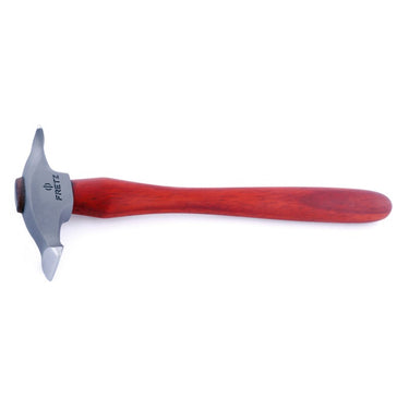 Side profile view of Fretz HMR-12 texturing hammer with rich red Padauk hardwood handle.