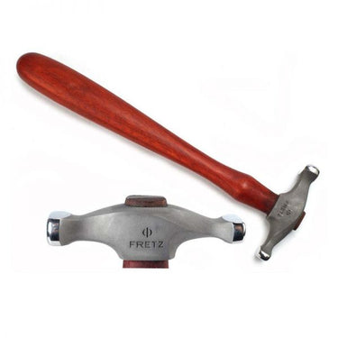 Fretz HMR-2 wide raising metalsmith hammer shown with close-up of dual rectangular striking faces.