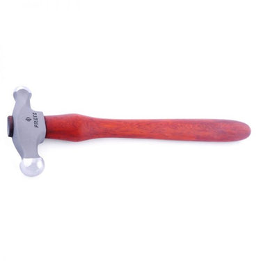 Full profile of Fretz HMR-4 large embossing metalsmithing hammer with ergonomic padauk handle.